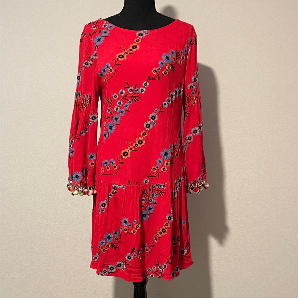 Floral Red Dress lined